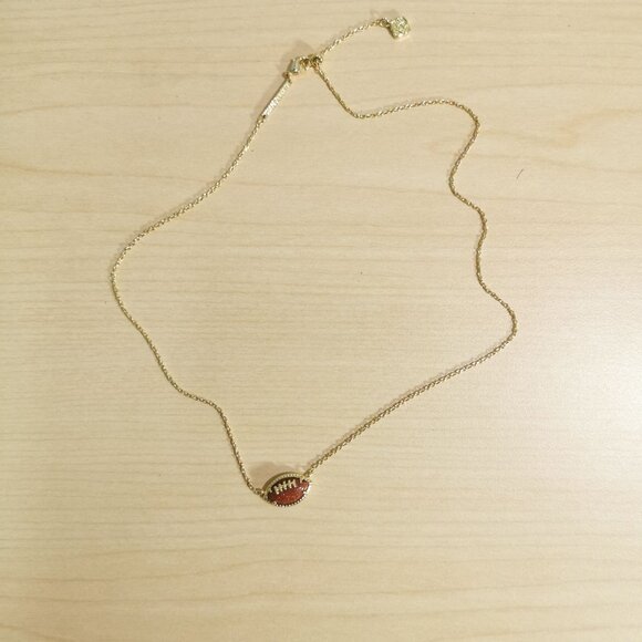 Kendra Scott Gold Orange Goldstone Football Pendant Necklace - Picture 2 of 4